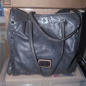 “Guess” Charcoal Snake Embossed Shoulder Bag